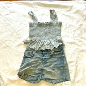 Wild Fable denim shorts with elastic ruched crop top